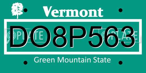 DO8P563 Vermont License Plate