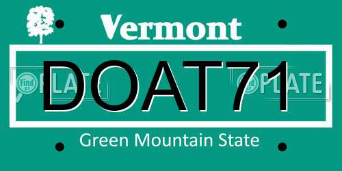 DOAT71 Vermont License Plate