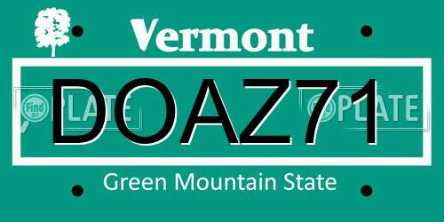 DOAZ71 Vermont License Plate