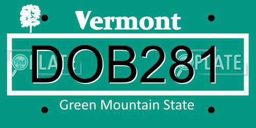 DOB281 Vermont License Plate