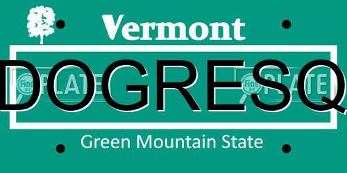 DOGRESQ Vermont License Plate