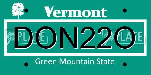 DON22O Vermont License Plate