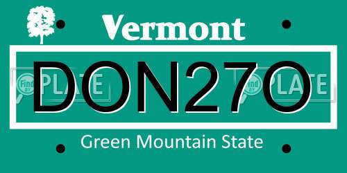 DON27O Vermont License Plate
