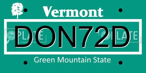 DON72D Vermont License Plate