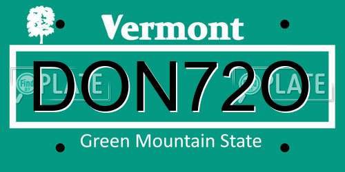 DON72O Vermont License Plate