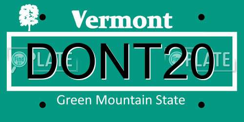 DONT20 Vermont License Plate