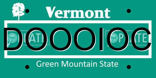 DOOOIOC Vermont License Plate
