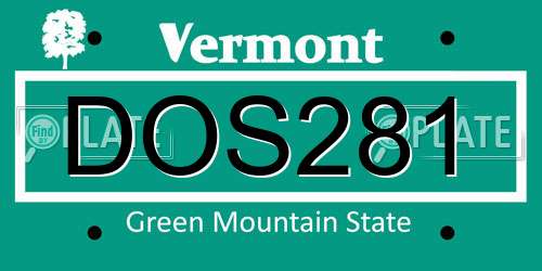 DOS281 Vermont License Plate