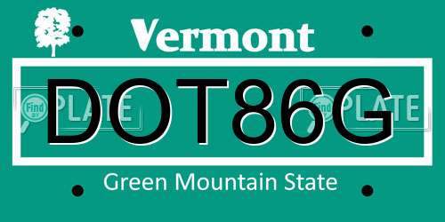 DOT86G Vermont License Plate