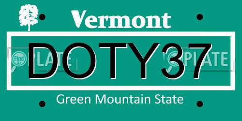 DOTY37 Vermont License Plate