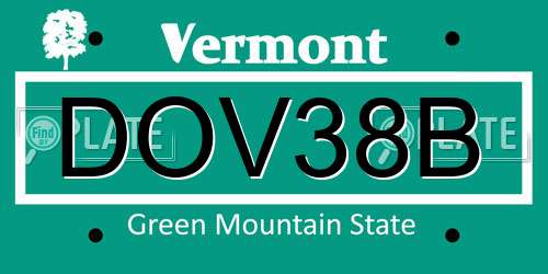 DOV38B Vermont License Plate
