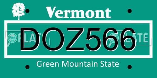 DOZ566 Vermont License Plate