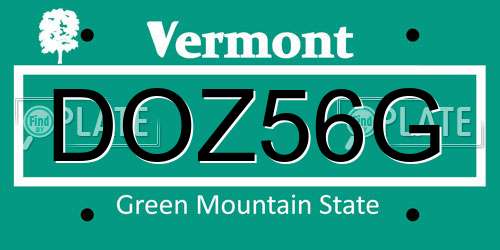 DOZ56G Vermont License Plate
