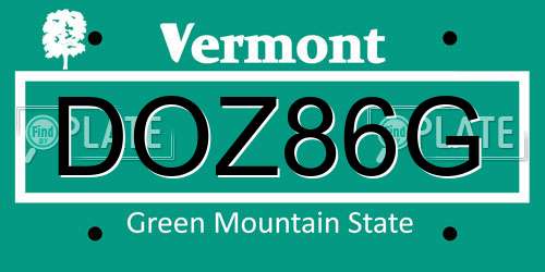 DOZ86G Vermont License Plate