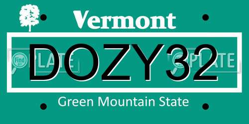 DOZY32 Vermont License Plate