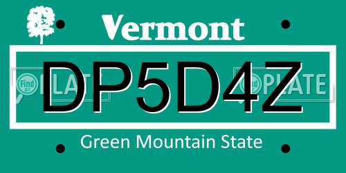 DP5D4Z Vermont License Plate