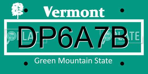 DP6A7B Vermont License Plate