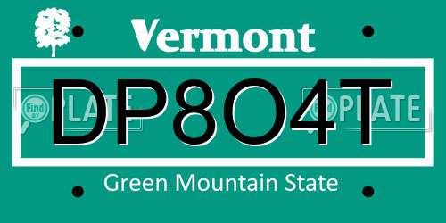 DP8O4T Vermont License Plate
