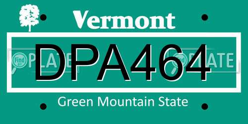 DPA464 Vermont License Plate