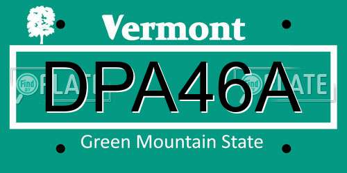 DPA46A Vermont License Plate