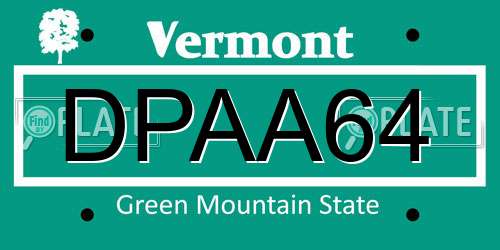 DPAA64 Vermont License Plate