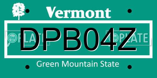DPB04Z Vermont License Plate