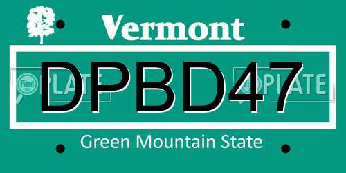 DPBD47 Vermont License Plate