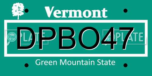 DPBO47 Vermont License Plate