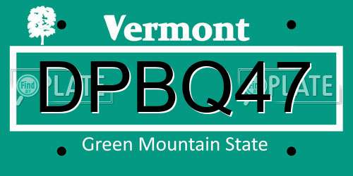 DPBQ47 Vermont License Plate