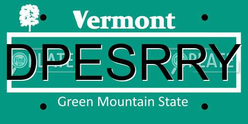 DPESRRY Vermont License Plate