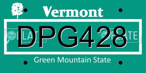 DPG428 Vermont License Plate