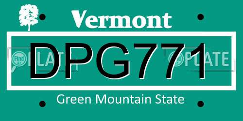 DPG771 Vermont License Plate