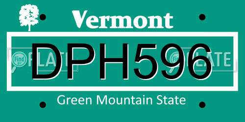 DPH596 Vermont License Plate