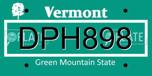 DPH898 Vermont License Plate
