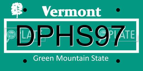 DPHS97 Vermont License Plate