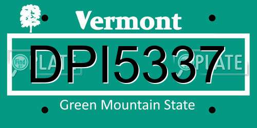 DPI5337 Vermont License Plate