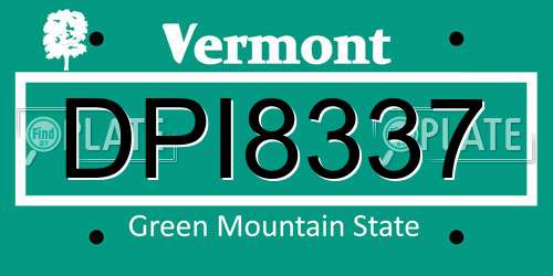 DPI8337 Vermont License Plate