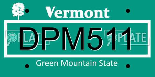 DPM511 Vermont License Plate