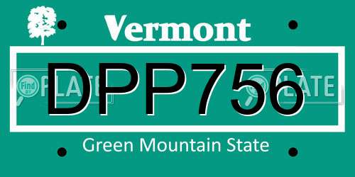 DPP756 Vermont License Plate