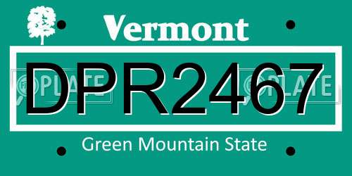 DPR2467 Vermont License Plate
