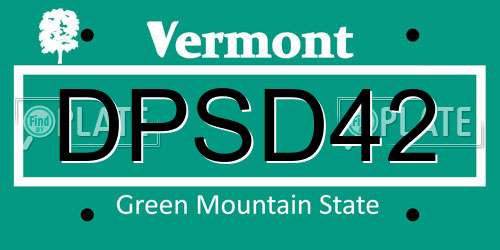 DPSD42 Vermont License Plate