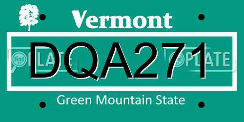 DQA271 Vermont License Plate