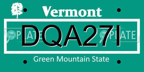 DQA27I Vermont License Plate
