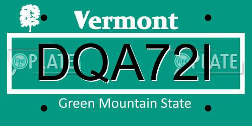 DQA72I Vermont License Plate