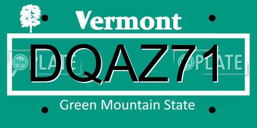 DQAZ71 Vermont License Plate