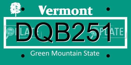 DQB251 Vermont License Plate