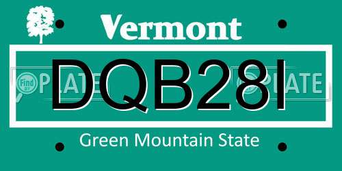 DQB28I Vermont License Plate