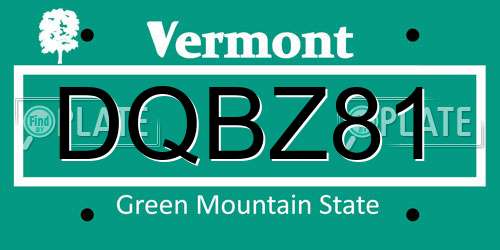 DQBZ81 Vermont License Plate