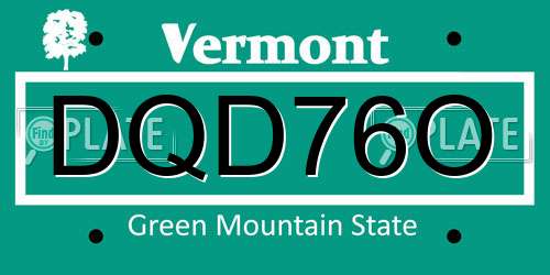 DQD76O Vermont License Plate