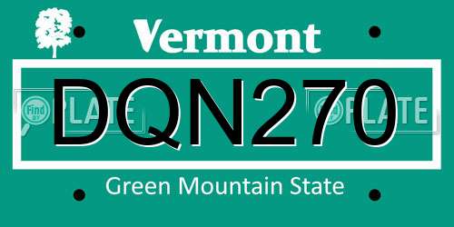 DQN270 Vermont License Plate